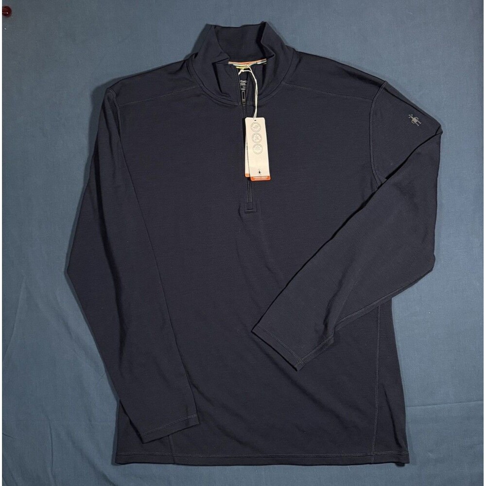 NEW Smartwool Men's Classic Thermal Merino 1/4 Zip Base Layer Top Blue XL NWT